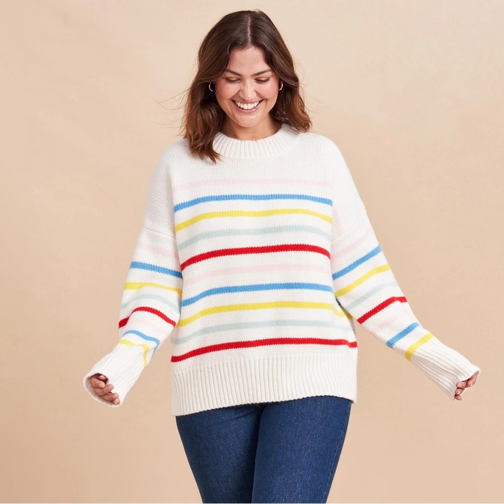 La Ligne Marin Striped Rainbow Wool Cashmere Sweater
